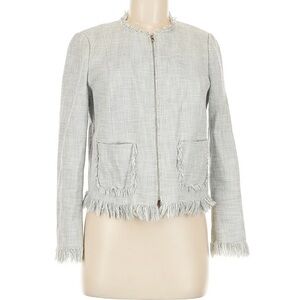 Rebecca Taylor Light Gray Fringe Jacket